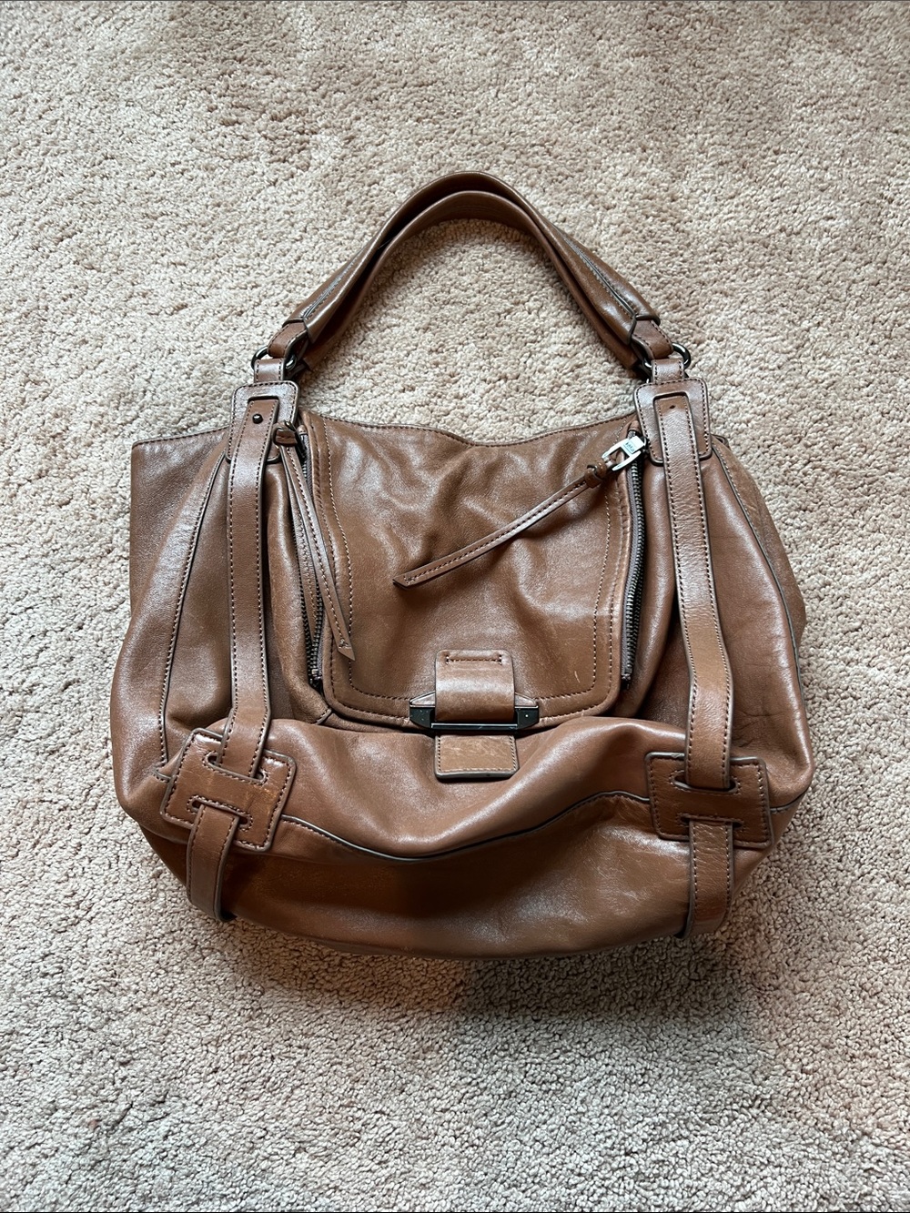 Kooba Jonnie Brown Leather Hobo Shoulder Bag